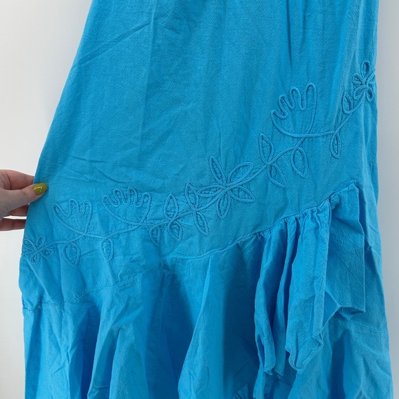 Scully Cantina Peruvia Floral Halter Dress Turquoise Peruvian Cotton M NWT Peru - Picture 4 of 14